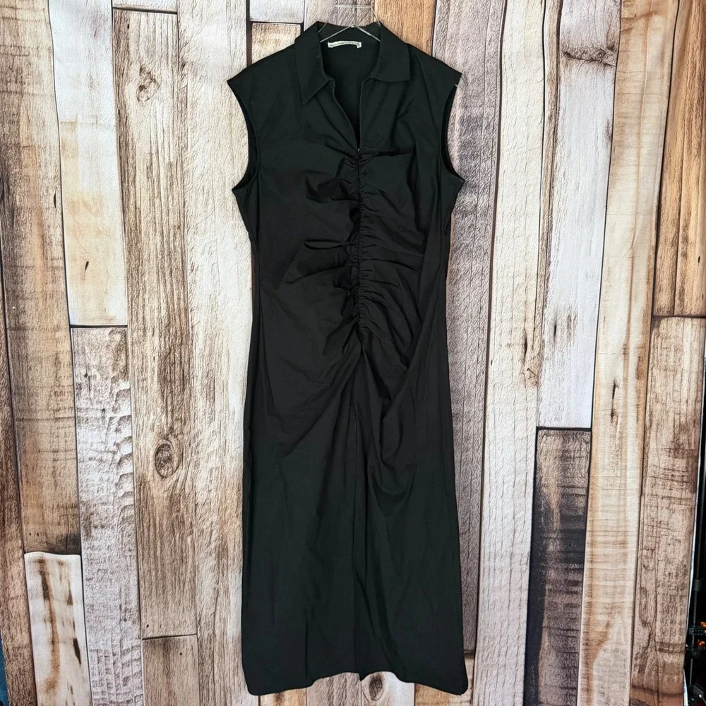 Abercrombie & Fitch Maxi Dress Sleeveless Ruched Minimalist Lagenlook Style‎ XL